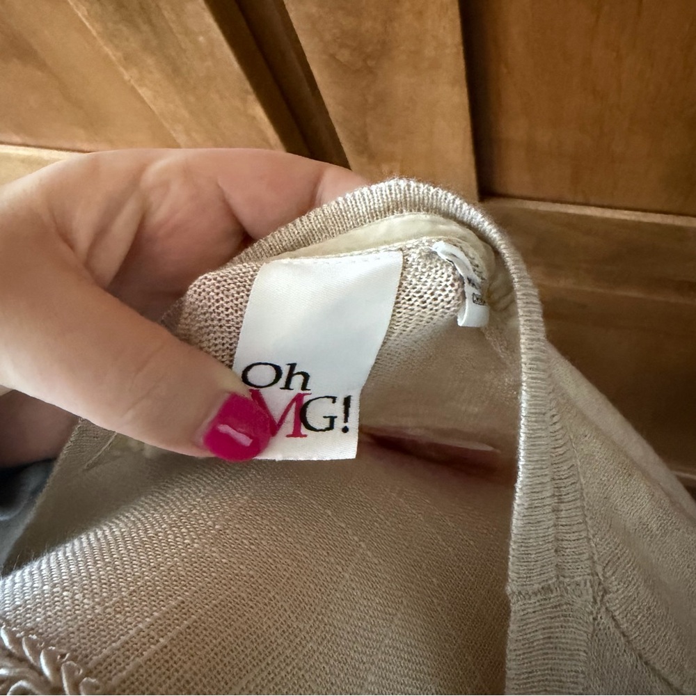 Ohmg! || beige v neck knit cardigan - Picture 4 of 8